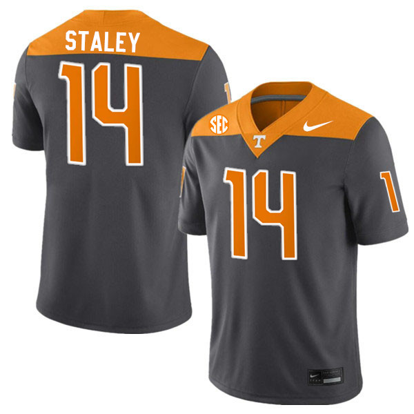 Men #14 Braylon Staley Tennessee Volunteers College Football Jerseys Stitched-Anthracite